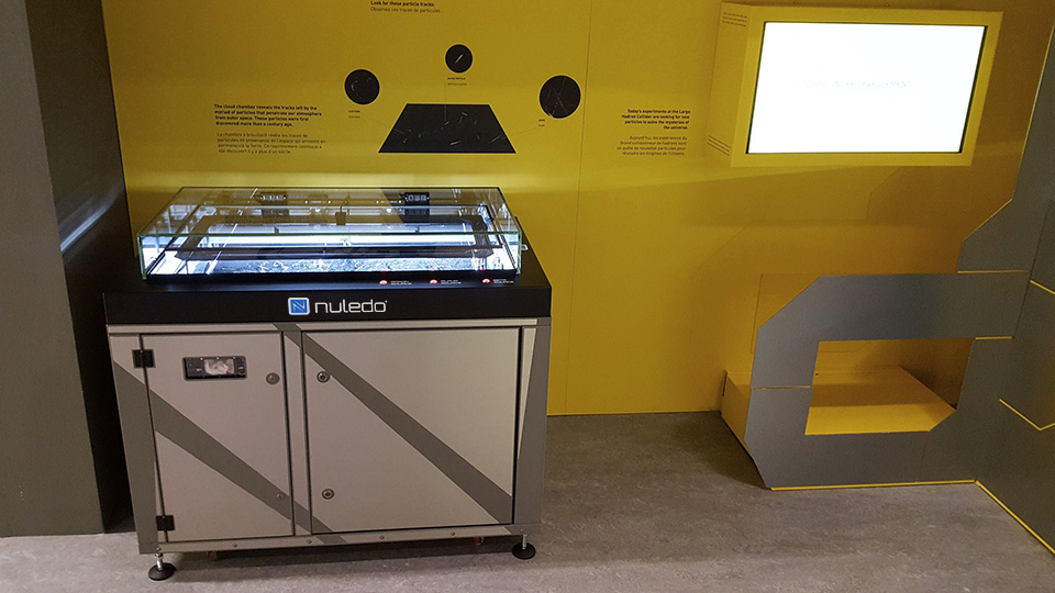 Nuledo Custom Cloud Chamber at the Microcosmos exhibition of the CERN at Geneva.